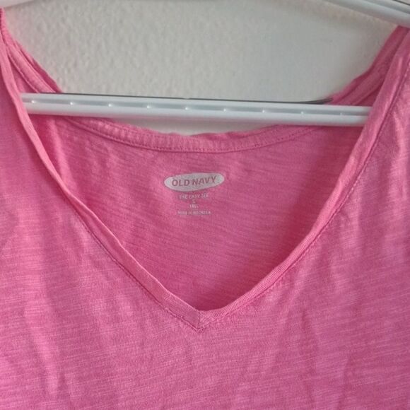 Old Navy The Easy Tee Pink Short Sleeve V-Neck Women's Sz S Tall Cotton Blend - Picture 7 of 7